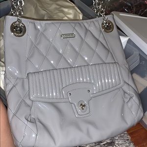 Coach paten leather grey bag